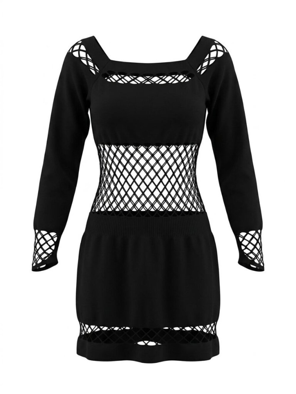 NWT Glitter Swim Coverup Stretch Sz OSFM Black Sheer Mesh Cutout Beach Dress